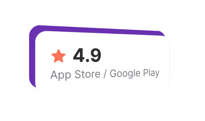 4.9 stars at App Store and Google Play